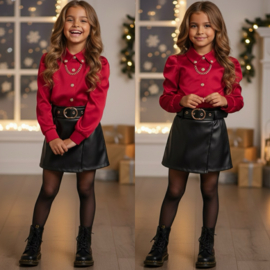 Glam chain blouse set - rood