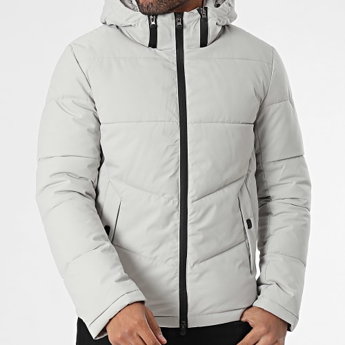 Doudoune Capuche Gris Clair