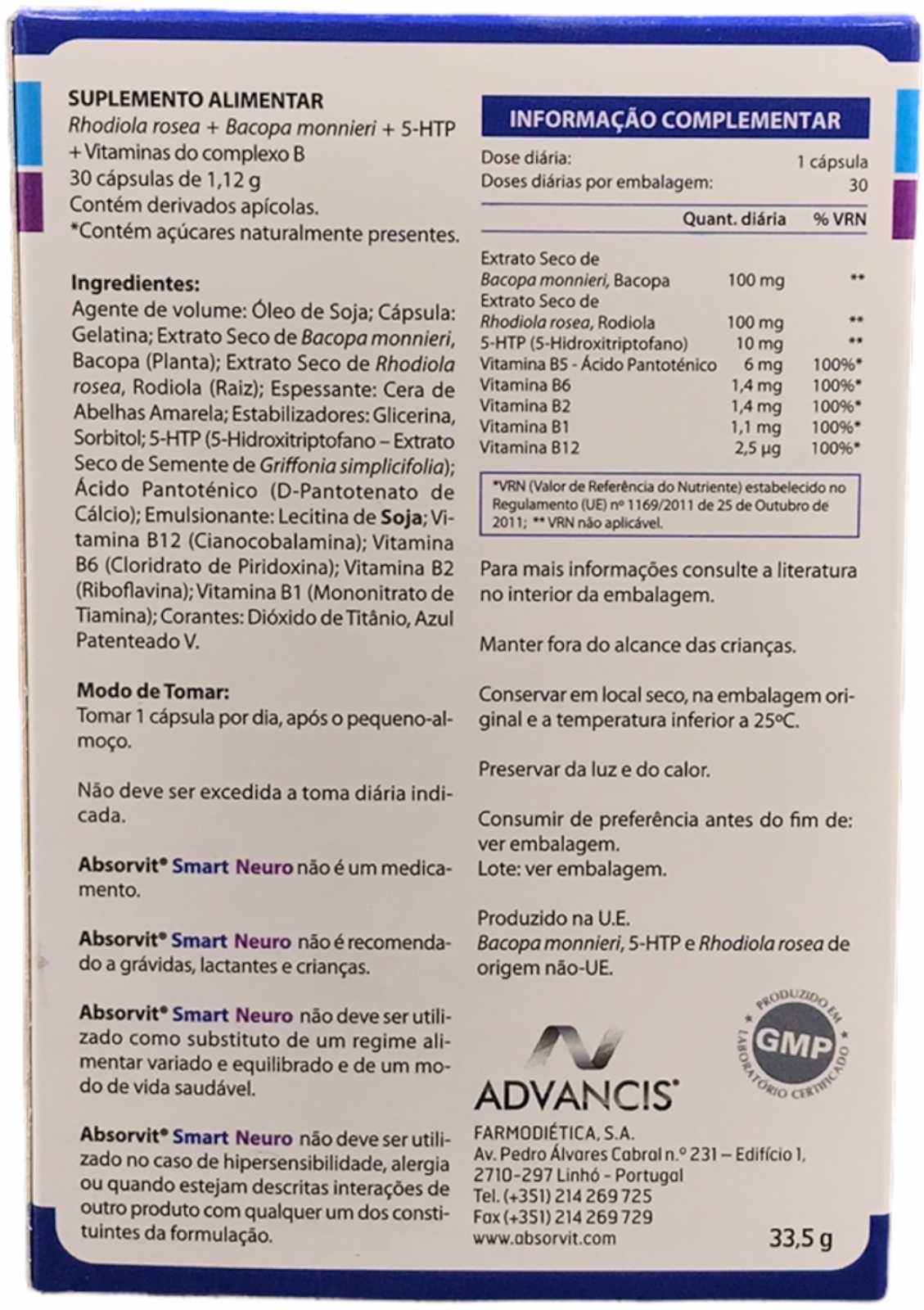 Absorvit Smart Neuro 30 cápsulas
