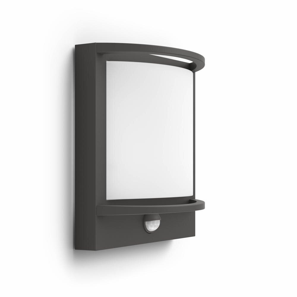 Philips LED wandlamp Samondra in antraciet 12W 1200lm IP44 met bewegingsmelder