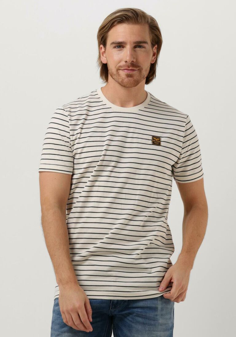 PME LEGEND gebroken wit pme legend t-shirt short sleeve r-neck yd melange striped jersey