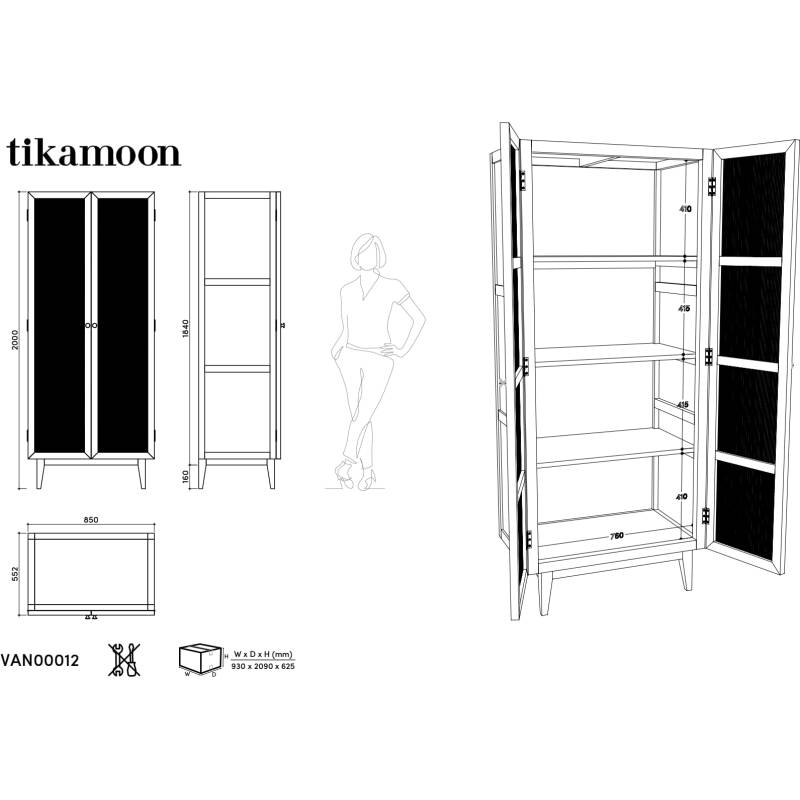 Armoire en pin et cannage Ninon