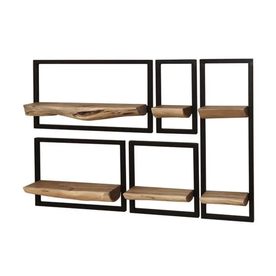 Hoyz Collection - Wandschap Set Edge - Massief Acacia Naturel - Set van 5