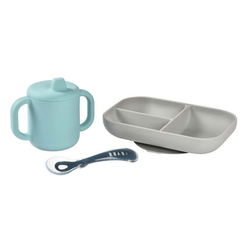 Coffret d'apprentissage vaisselle et tasse - Bleu - Ecru