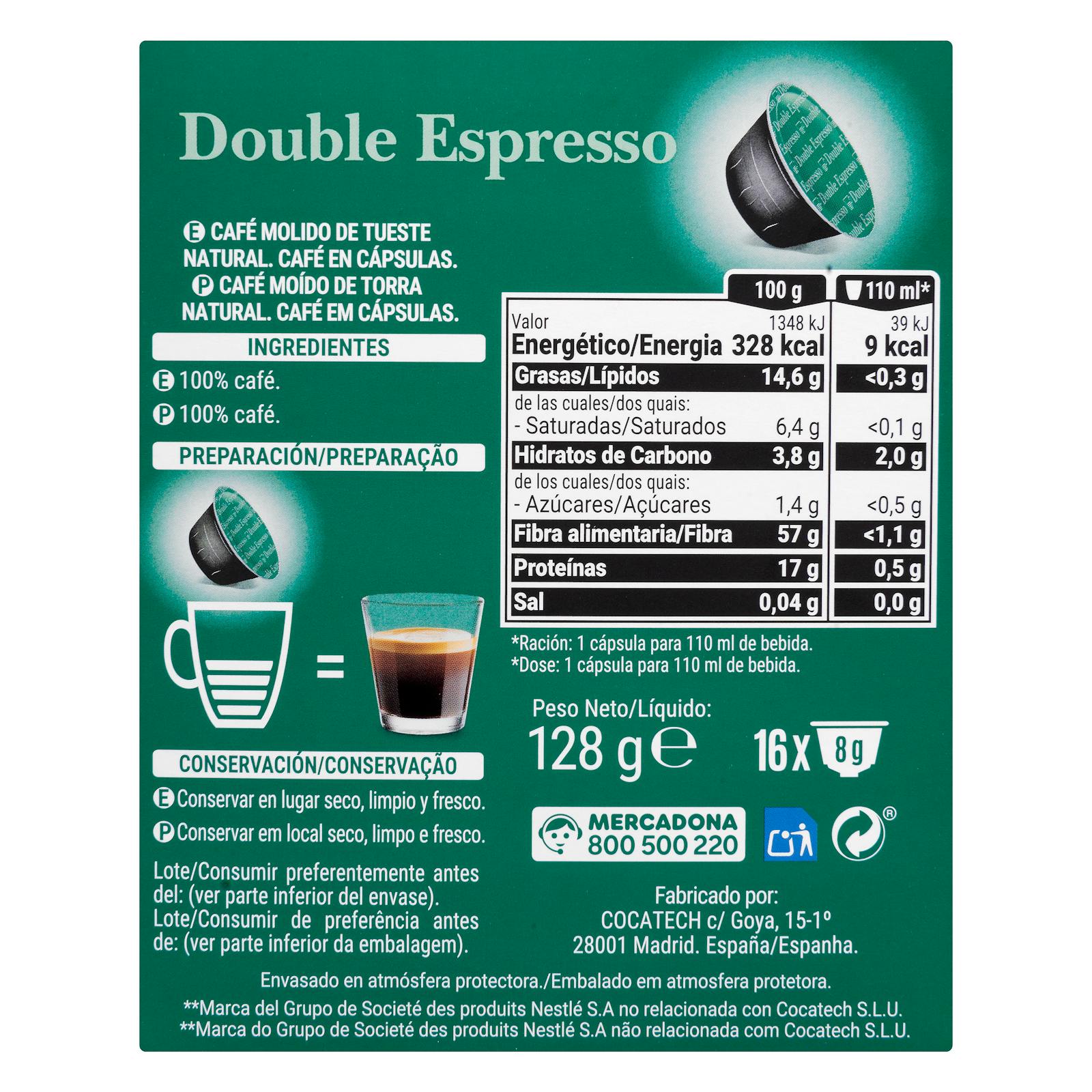 Café à capsules double expresso Hacendado