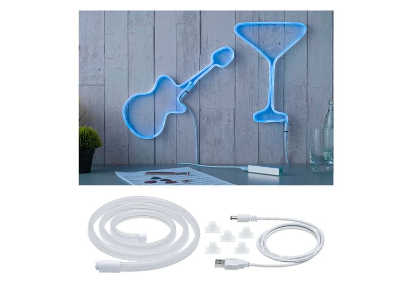 Paulmann LED-Stripe Neon Colorflex Blau, 1 m Biegbarer Lichtstreifen mit USB-Anschluss