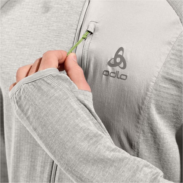 Veste polaire randonnée ODLO ASCENT MID LAYER HOODY FULL ZIP SILVER CLOUD/DARK SLATE