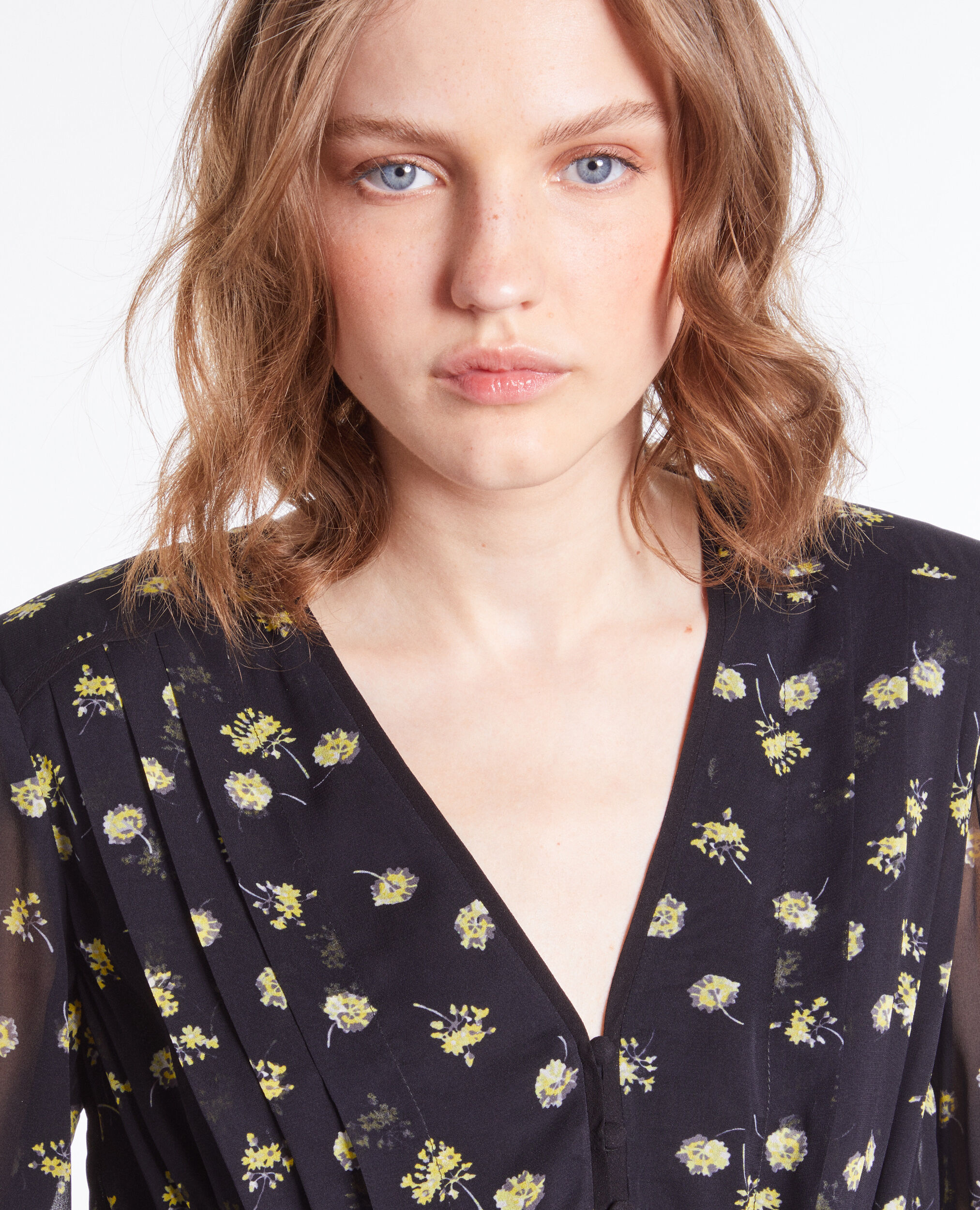 Robe courte imprimée avec boutonnage