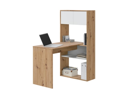 TERRE DE NUIT - Bureau réversible avec étagères bois naturel