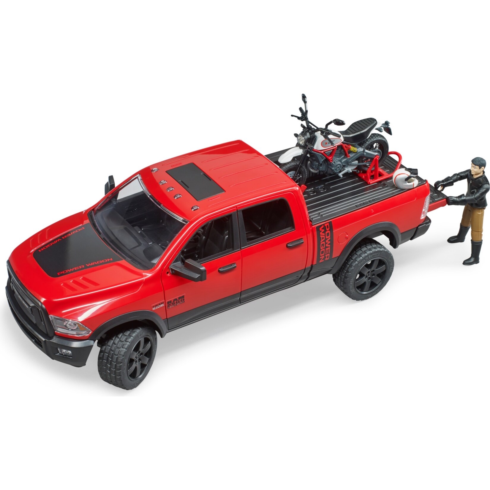 bruder Modellfahrzeug RAM 2500 Power Wagon mit Ducati Desert Sled und Fahrer