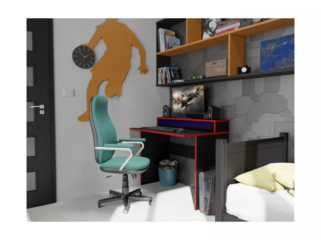 Desk de jeu d'ordinateur pour joueur avec LED noire