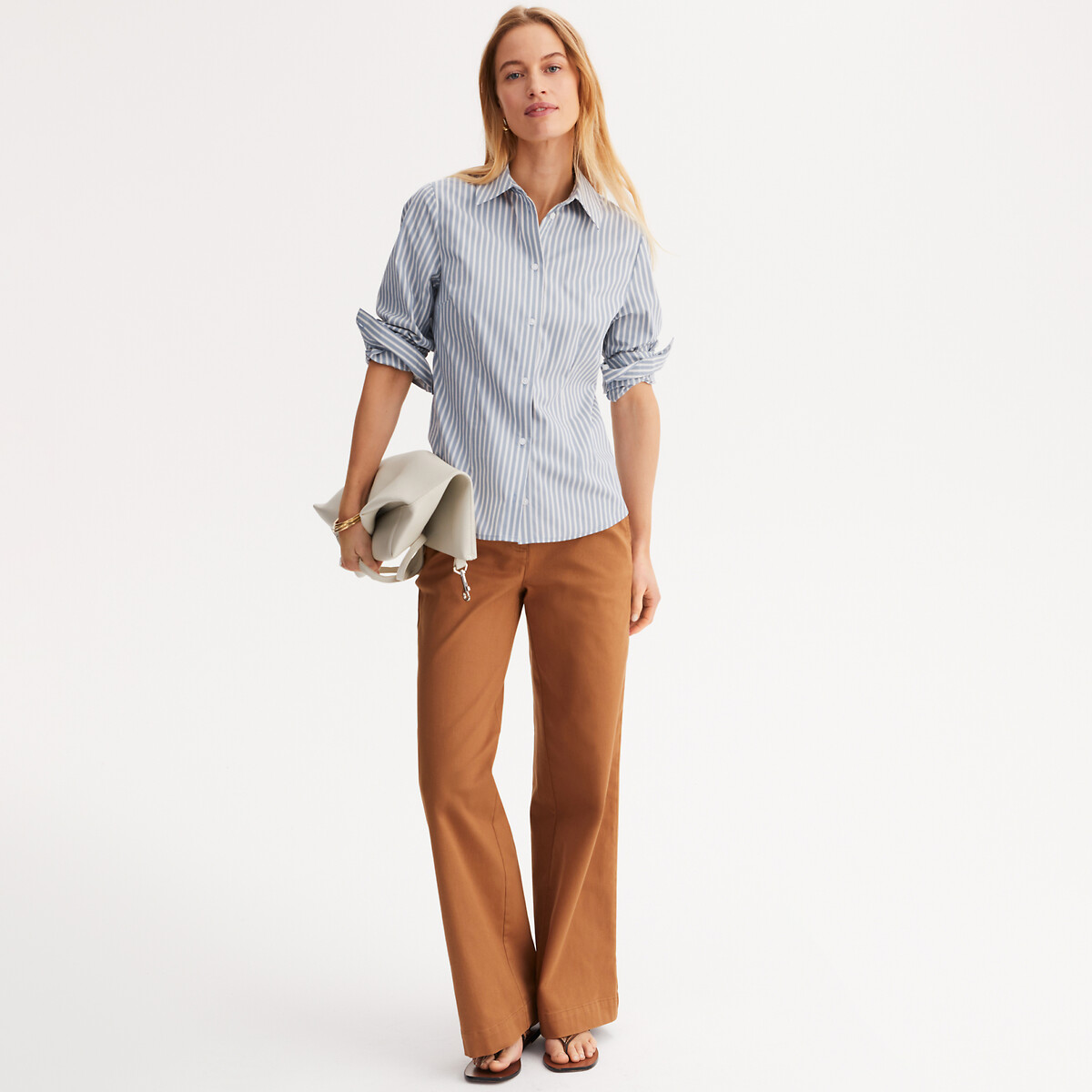 ANNE WEYBURN<br>Camisa listrada de mangas compridas