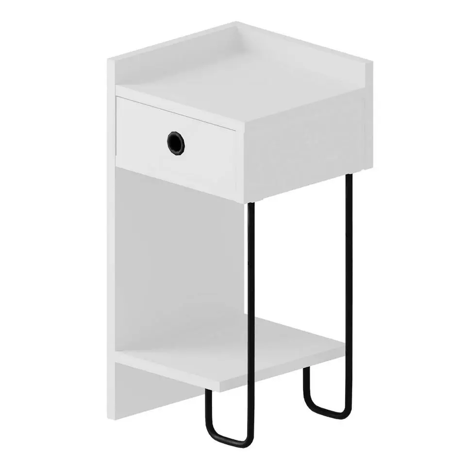 Emob Stijlvol Wit Nachtkastje - Woody Mode - 100% Melamine Gecoat