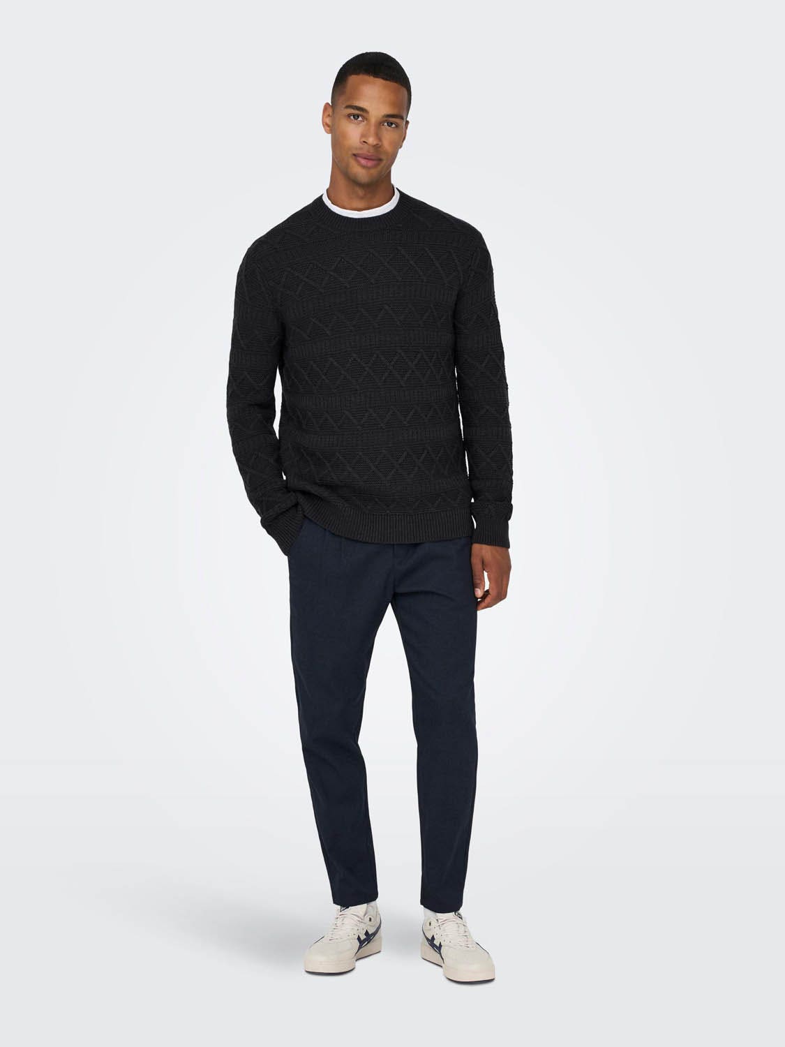 Only & Sons  Wade Reg 5 Struc Mock Neck Knit