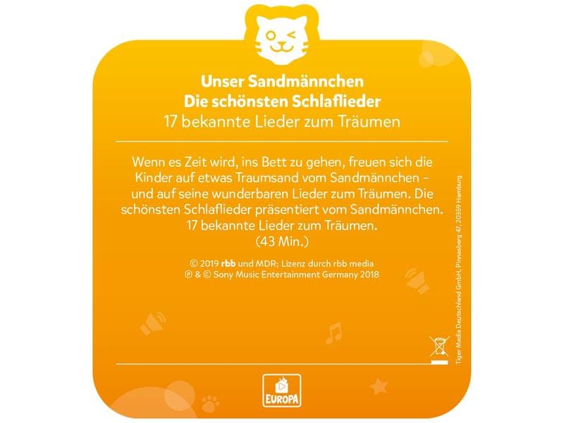 Tigermedia tigercard Unser Sandmännchen Die schönsten Schla 17 bekannte Lieder zum Träumen