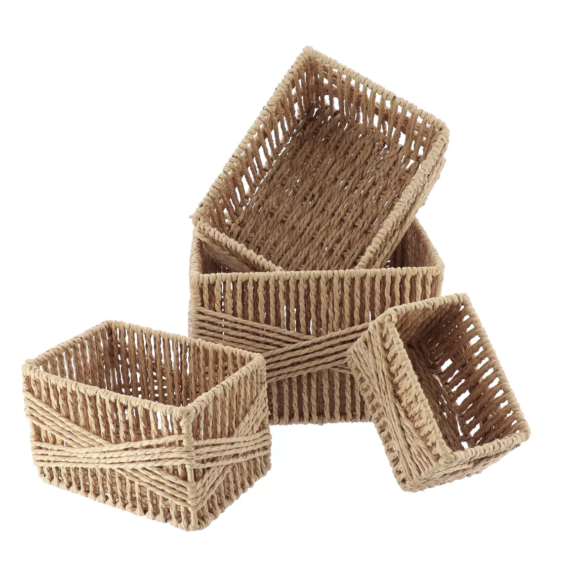 Lot de 4 paniers de rangement (21 x H14 cm) Paper Naturel