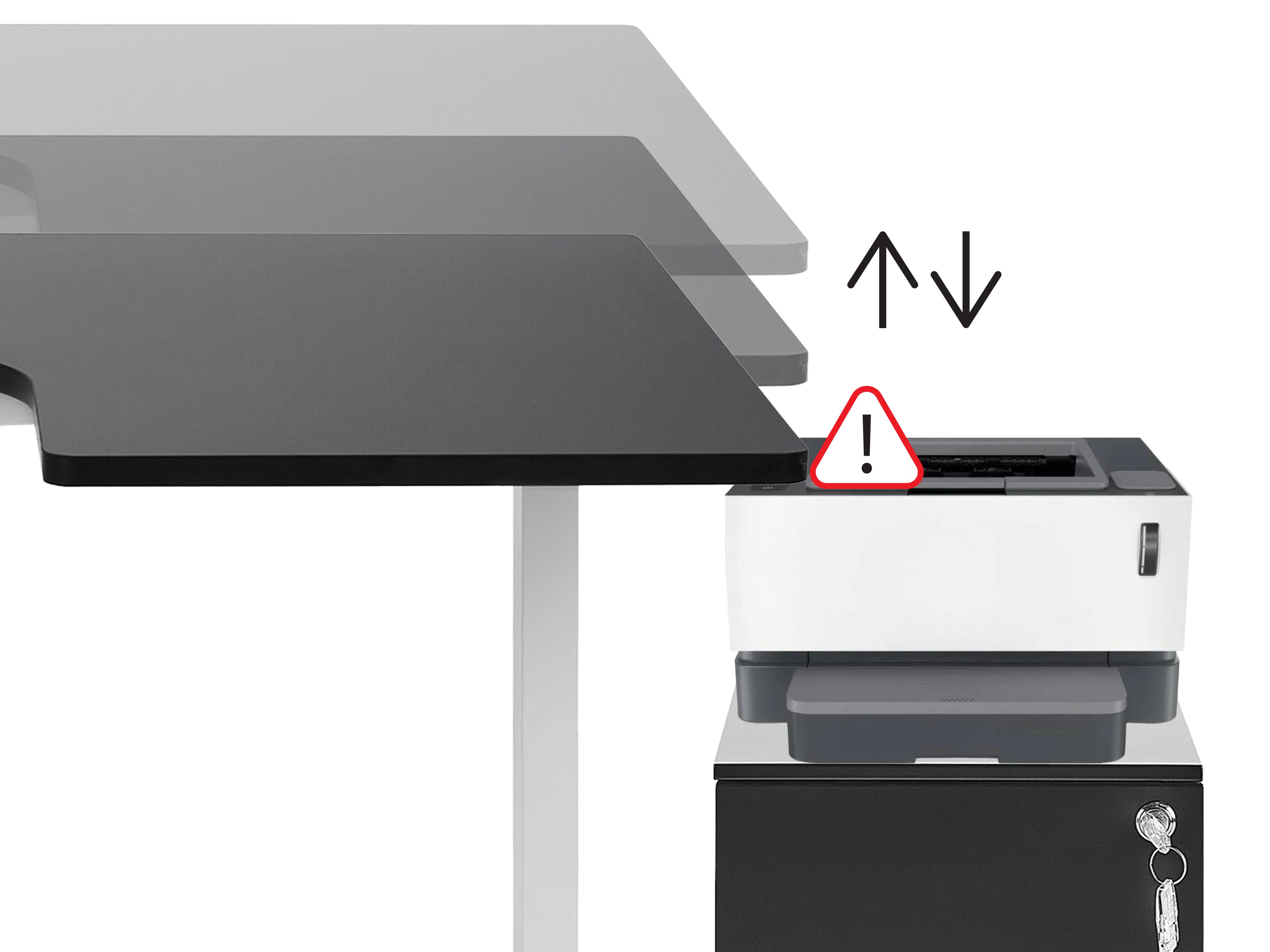 Elektrisch verstelbaar hoekbureau DESTINES Wit/zwart 160 cm 109 cm linkszijdig