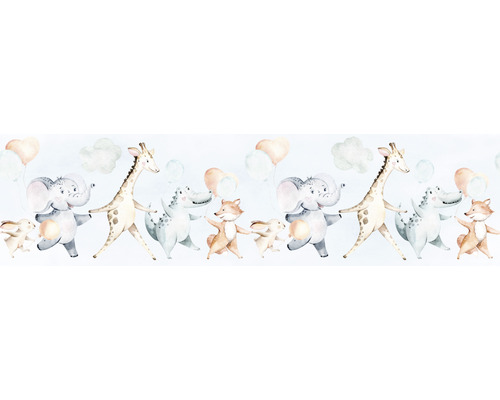 Rand 45864 Kindermuren Dieren blauw bruin 5 m x 26,5 cm