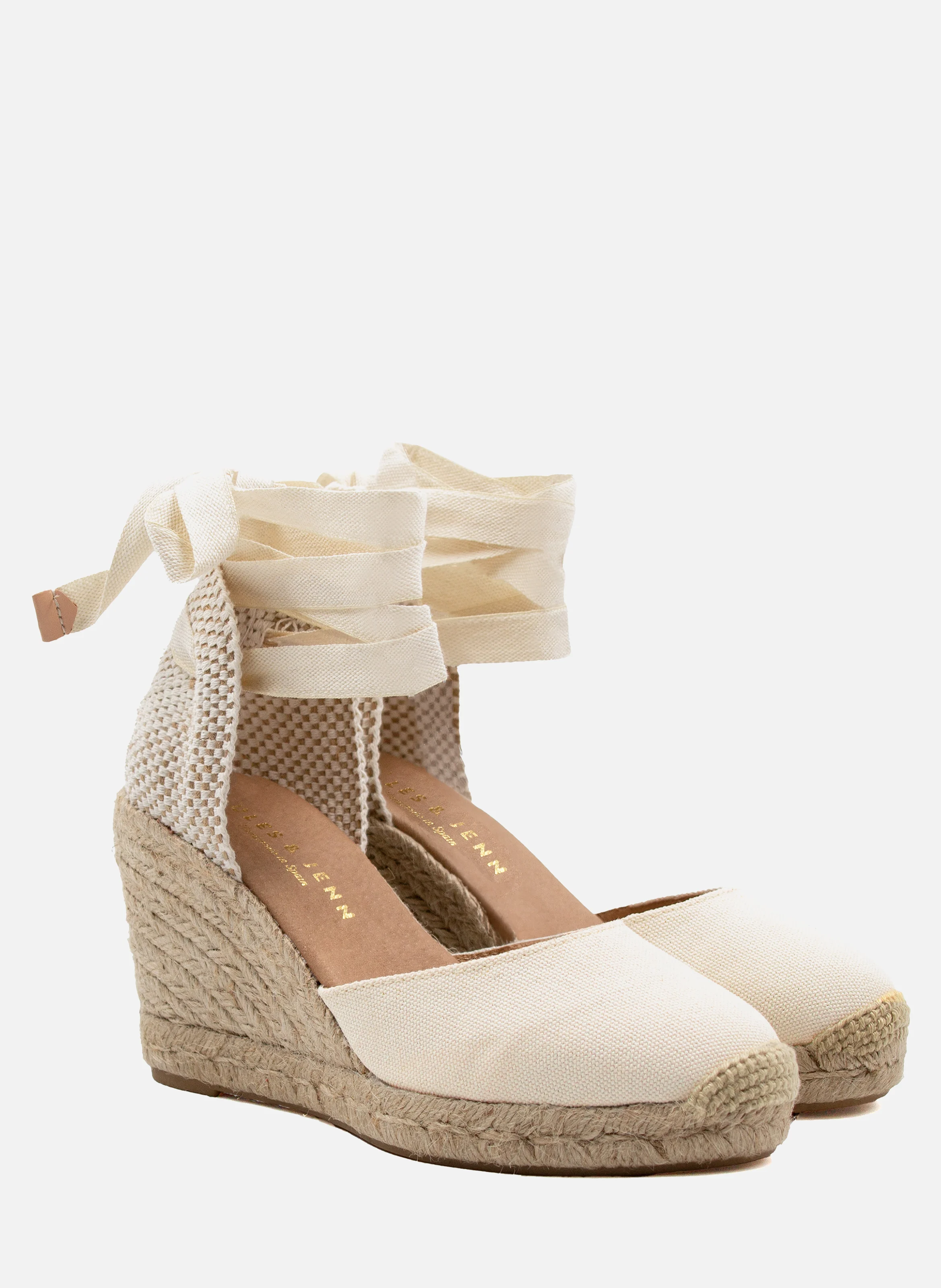 Espadrilles compensées lacées toile recyclée | Beige