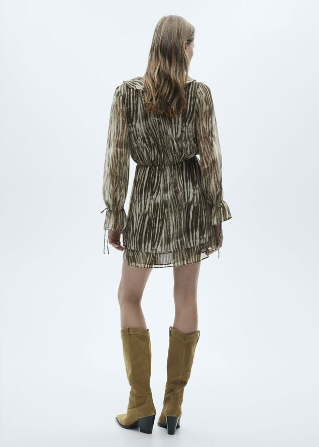MANGO Short ruffle printed dress Green
