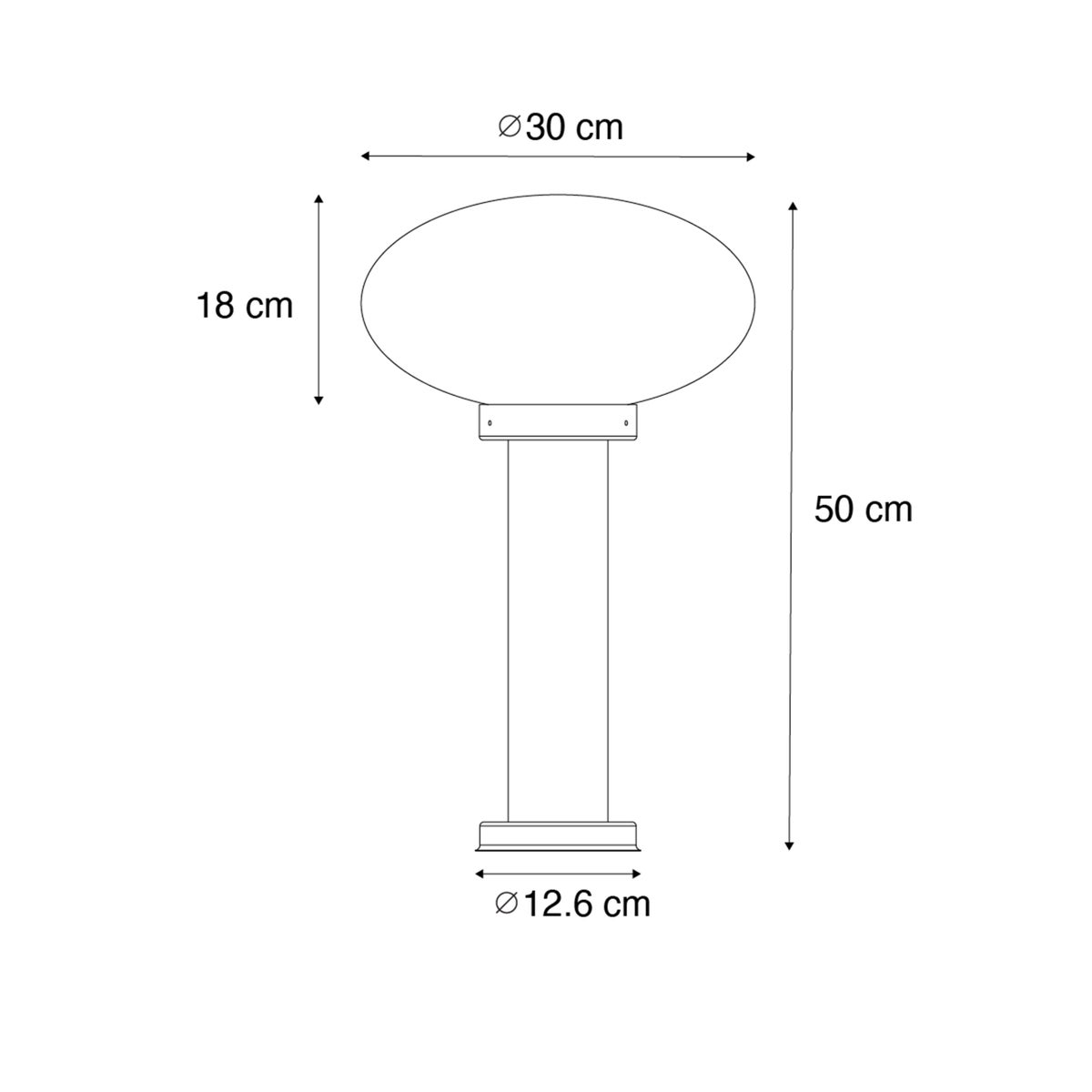 Moderne zwarte buitenpaal 50 cm - Elly