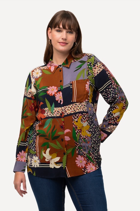 Hemdbluse, Blätter, Hemdkragen, Langarm