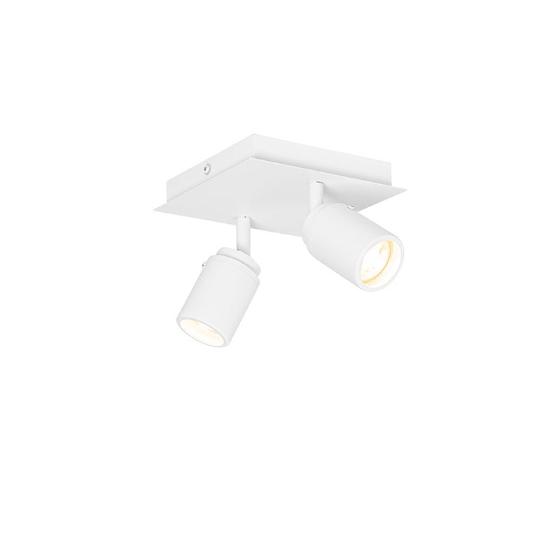 Moderne witte vierkante badkamerspot met 2 lampen, IP44 - Ducha