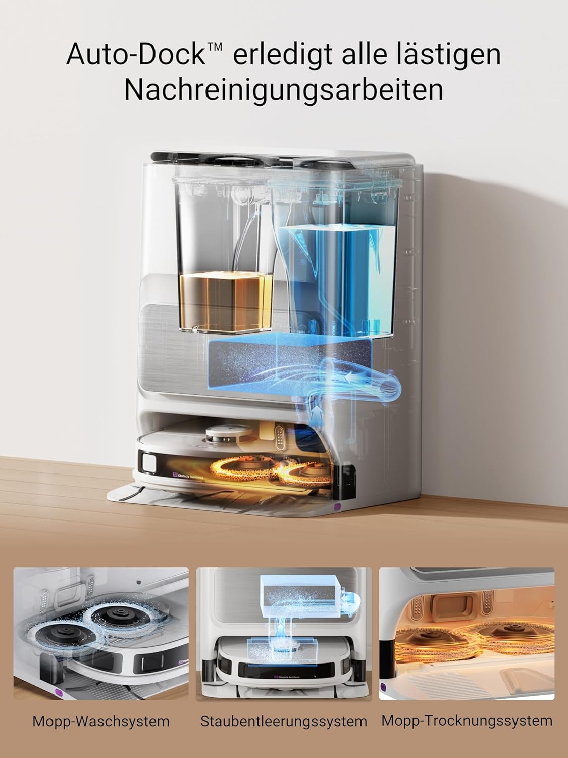 Eureka J12 Ultra Roboterstaubsauger mit Wischfunktion (Selbstentleerung, Wasch- und Trocknung), 5000Pa Saugkraft, Rotierende Wischfunktion, Dual-LiDAR Navigation, 3D KI-Hindernisvermeidung