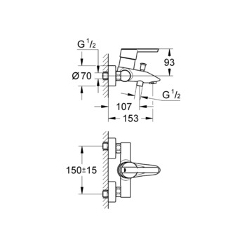 Grohe Badkraan Feel Chroom 15 cm