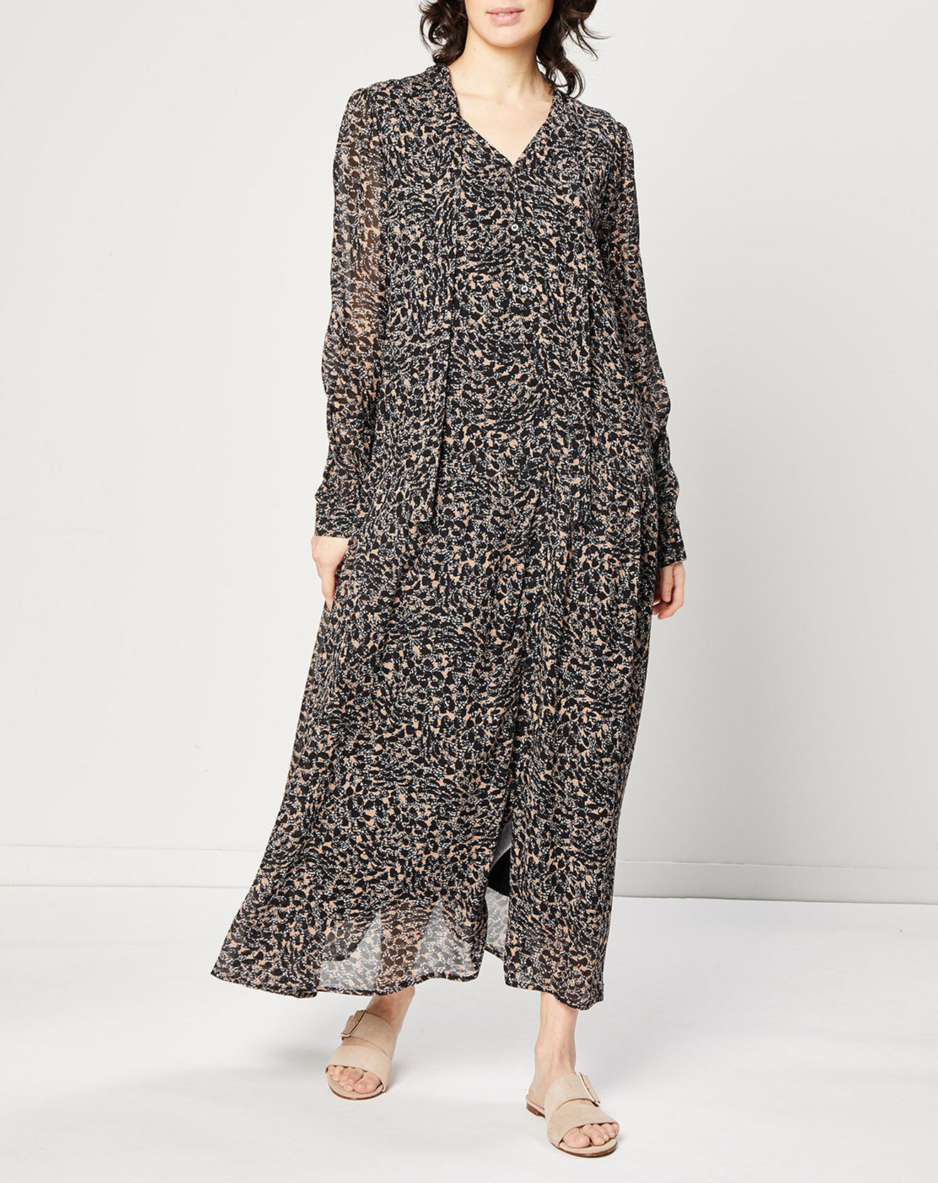 Esprit Robe maxi fluide imprimée noire