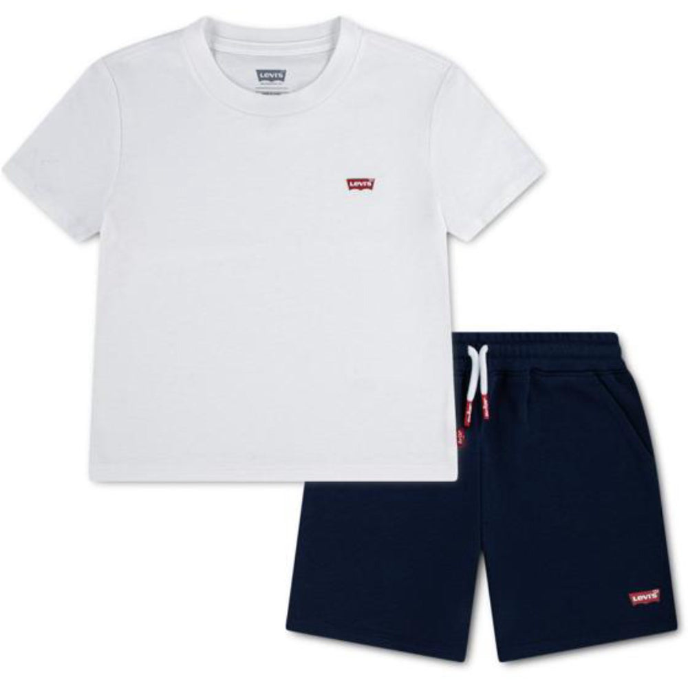 Køb Levi's Bright White Lvb Batwing T-Shirt & Strik Shorts Sæt
