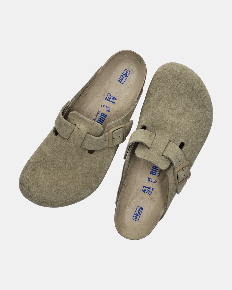 Birkenstock Boston Suède Sandalen  - bruin