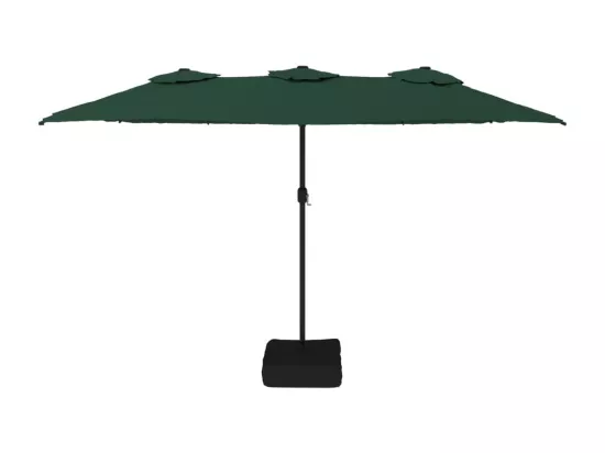 Parasol à double tête avec LED vert 449x245 cm