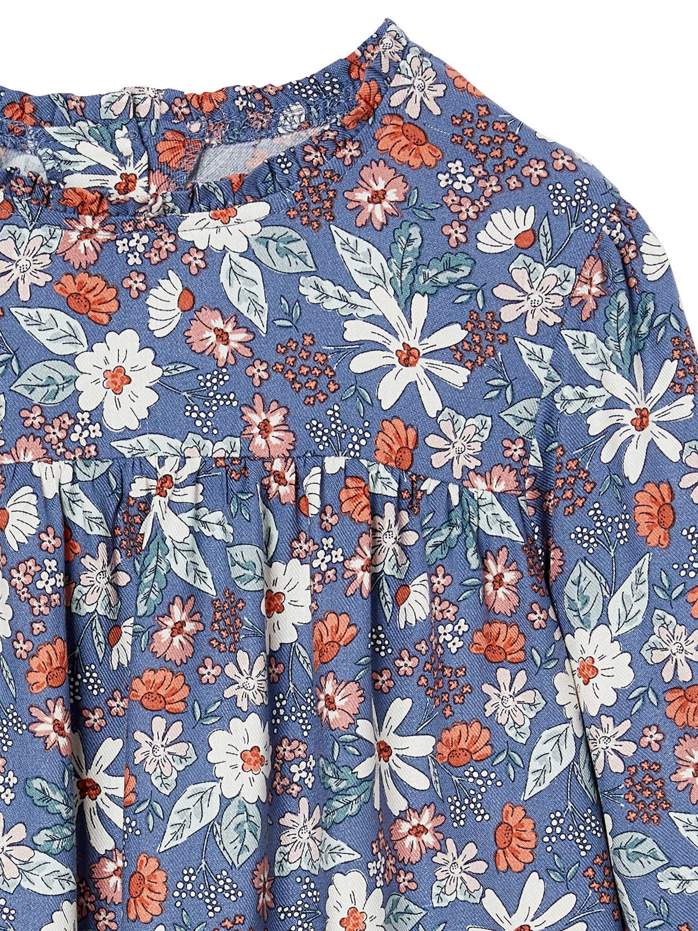 Vertbaudet Mädchen Bluse mit Blumenmuster indigo-blau