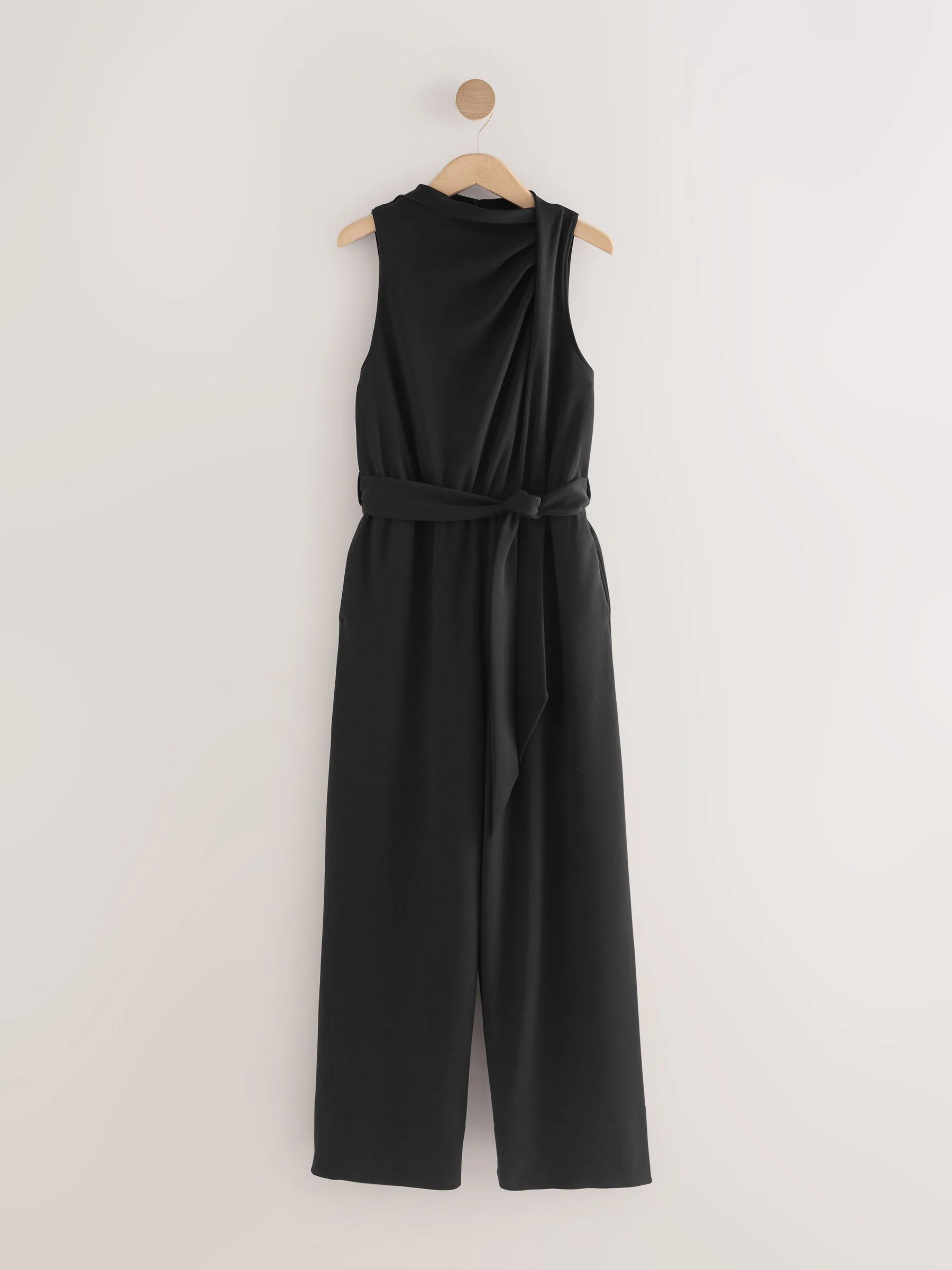 Zwart - Occasion Cowl Neck Sleeveless Jersey Jumpsuit