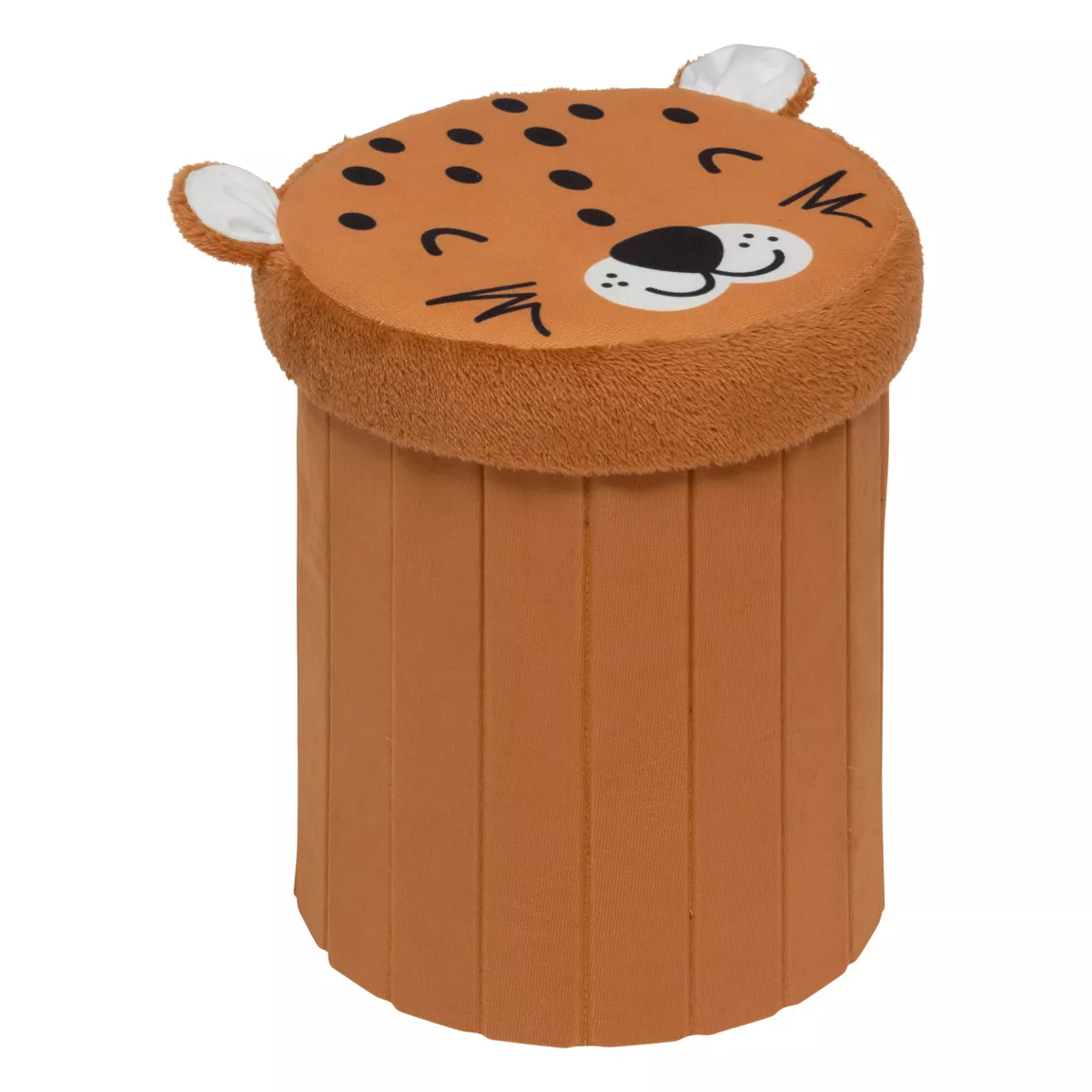 Pouf coffre pliant enfant (H38 cm) Léopard Marron