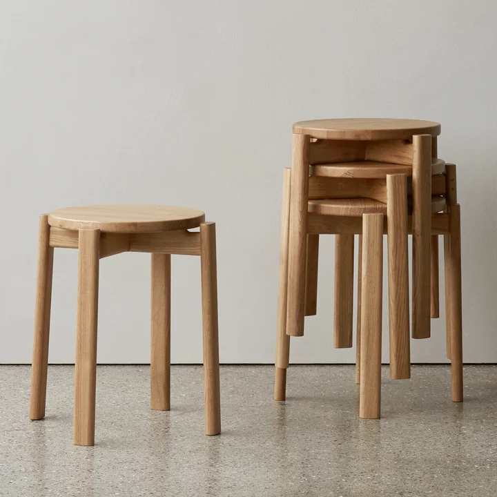 Audo - Passage Hocker, Eiche natur / beige (Stoff Audo Bouclé 02)