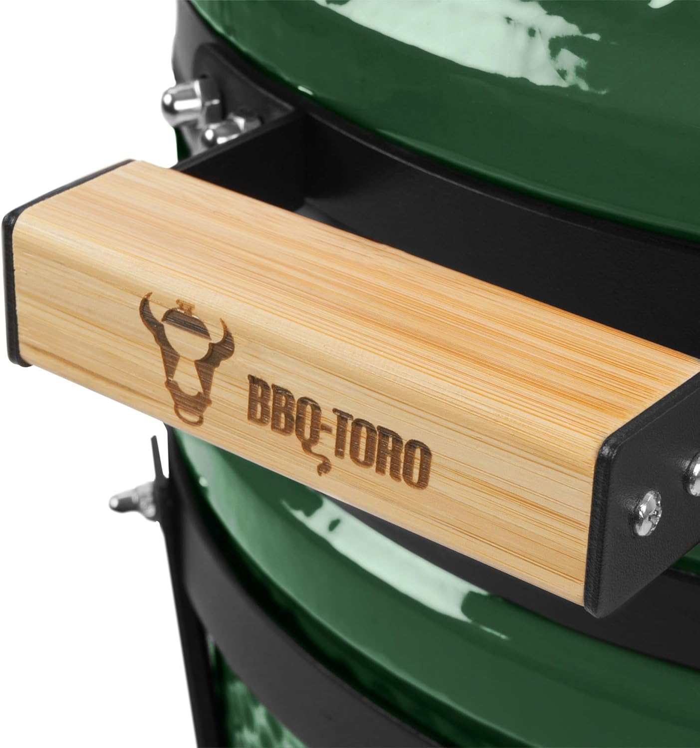 BBQ-Toro Kamado Grill Holzkohlegrill Shiro Ø 39 cm | Grün | Mini Holzkohlegrill mit Thermometer & Holzgriffen | Keramikgrill rund | Ceramic Grill Ei, Smoker, BBQ Grillofen, Kamado BBQ