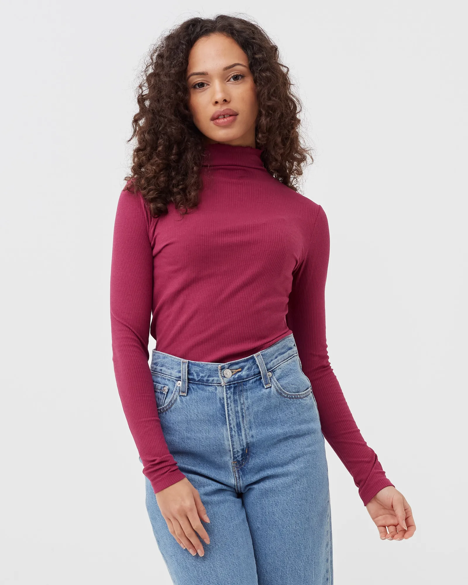 Tommy Hilfiger WMNS SKINNY MODAL RIB HIGH-NK TOP L/S