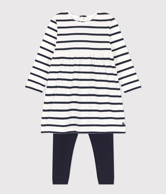 Ensemble robe marinière en coton bébé
