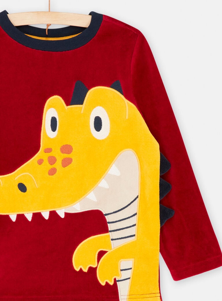 Pyjama bleu et bordeaux à motif dinosaure garçon