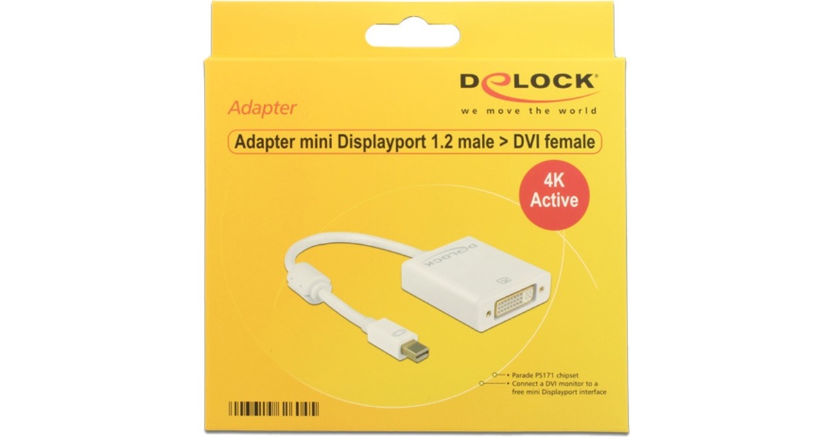 DeLOCKMini DisplayPort > DVI adapter  (Wit, 0,2 meter, 4K)