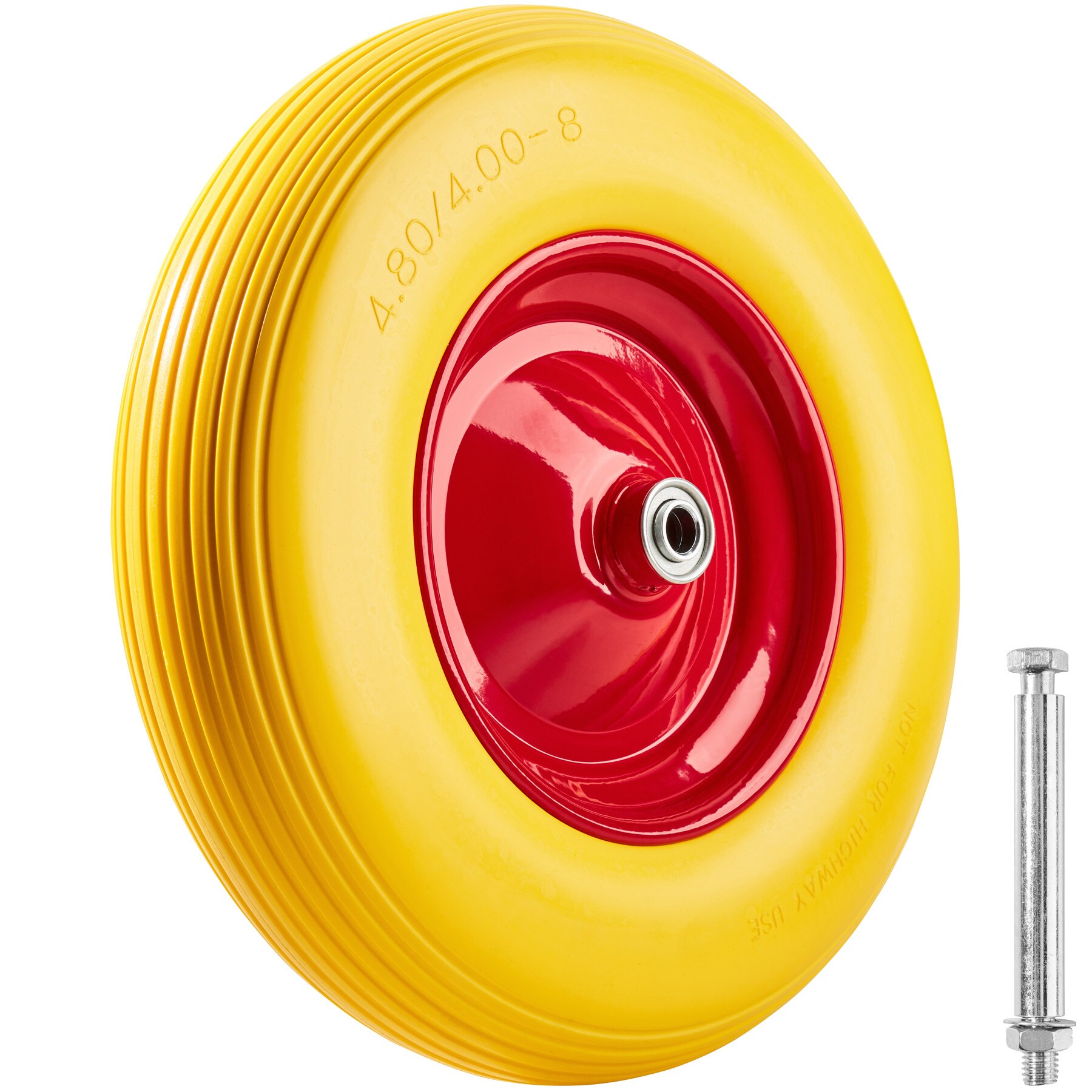 tectake® 2er-Set Schubkarrenrad, aus Vollgummi mit Stahlfelge, 39 x 10 cm, Ø Achse 16 mm, inklusive Achse