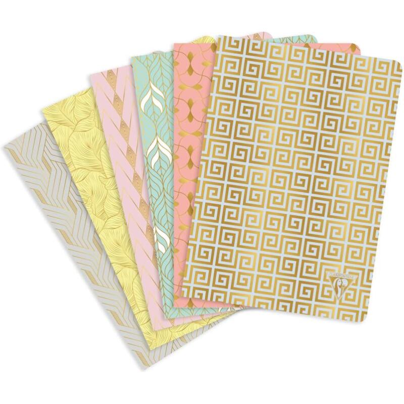 Carnet piqûre textile Neo Deco Collection Printemps-Été 14,8x21cm 96 pages ligné motifs assortis papier ivoire 90g - Assortis