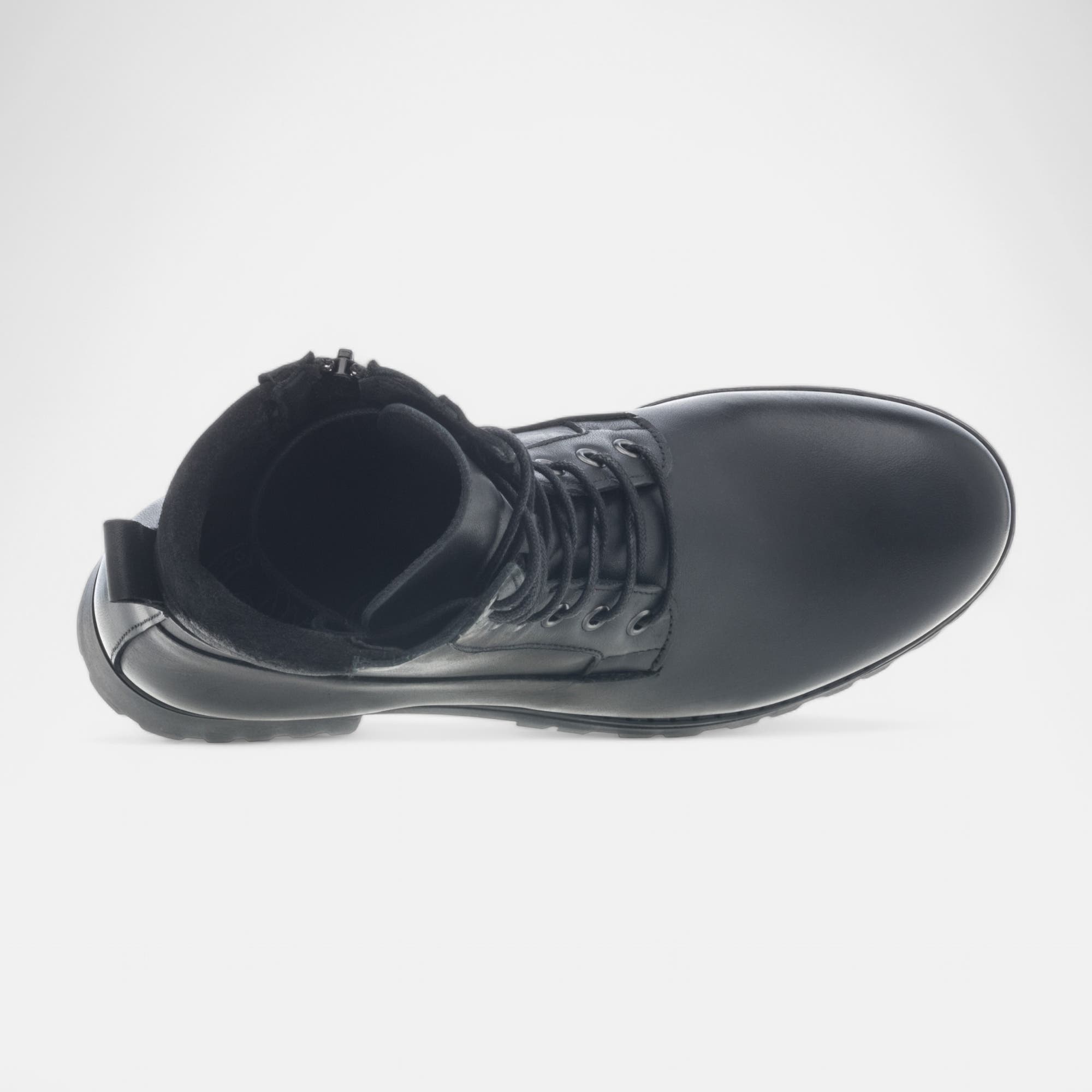 Bottines à lacets à talon Femme en cuir noir