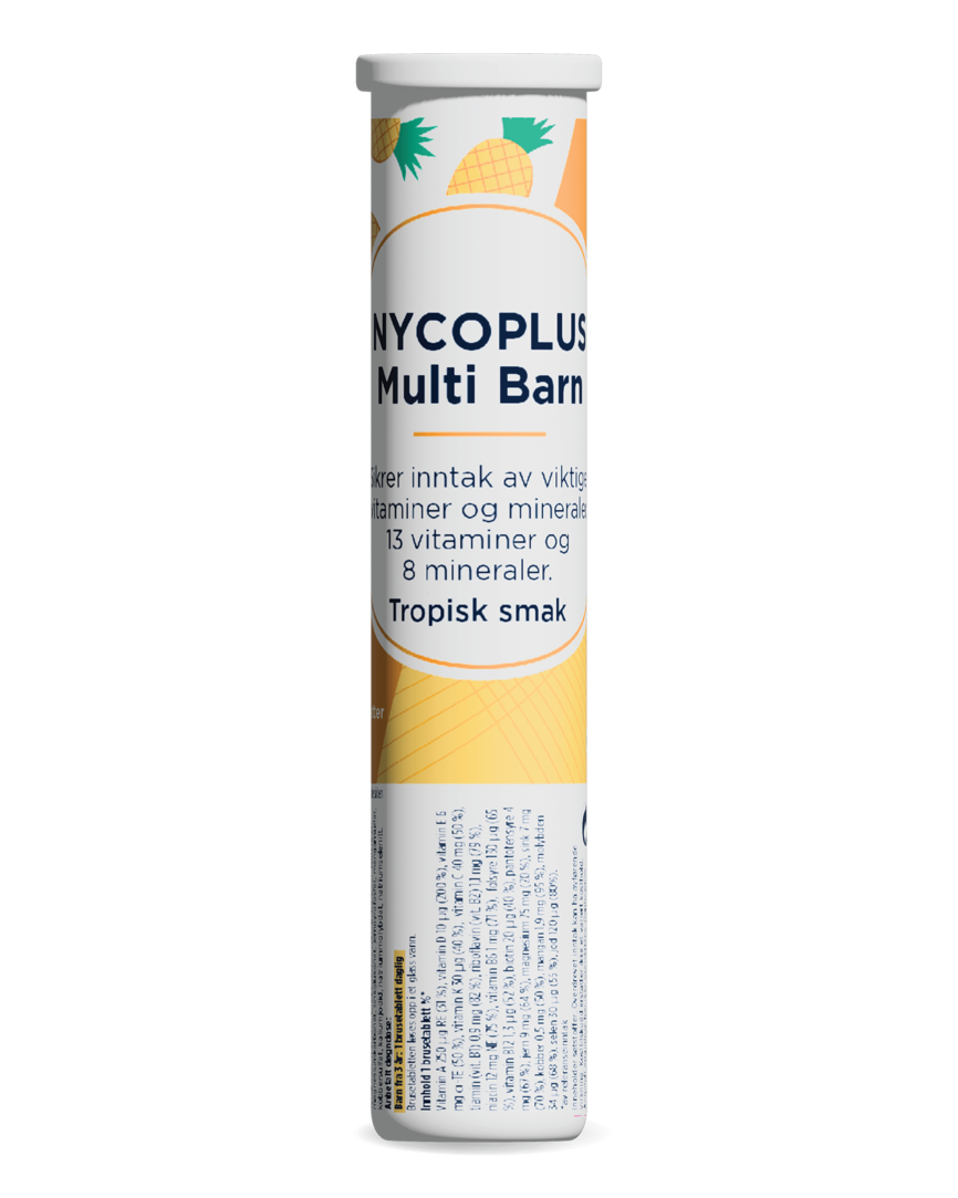 Nycoplus multivitamin barn brusetabletter tropisk smak 20 stk