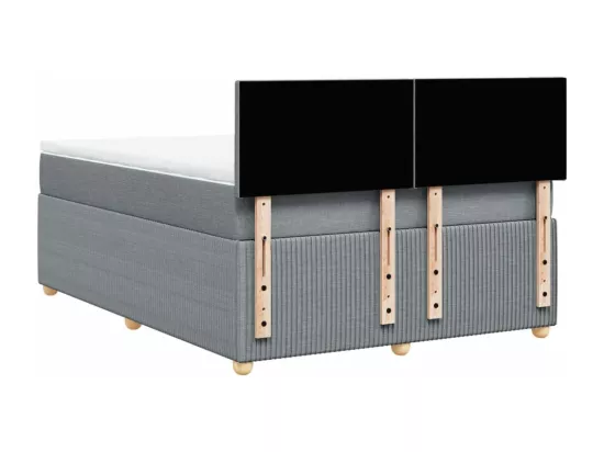 Sommier à lattes de lit avec matelas Gris clair 140x190cm Tissu