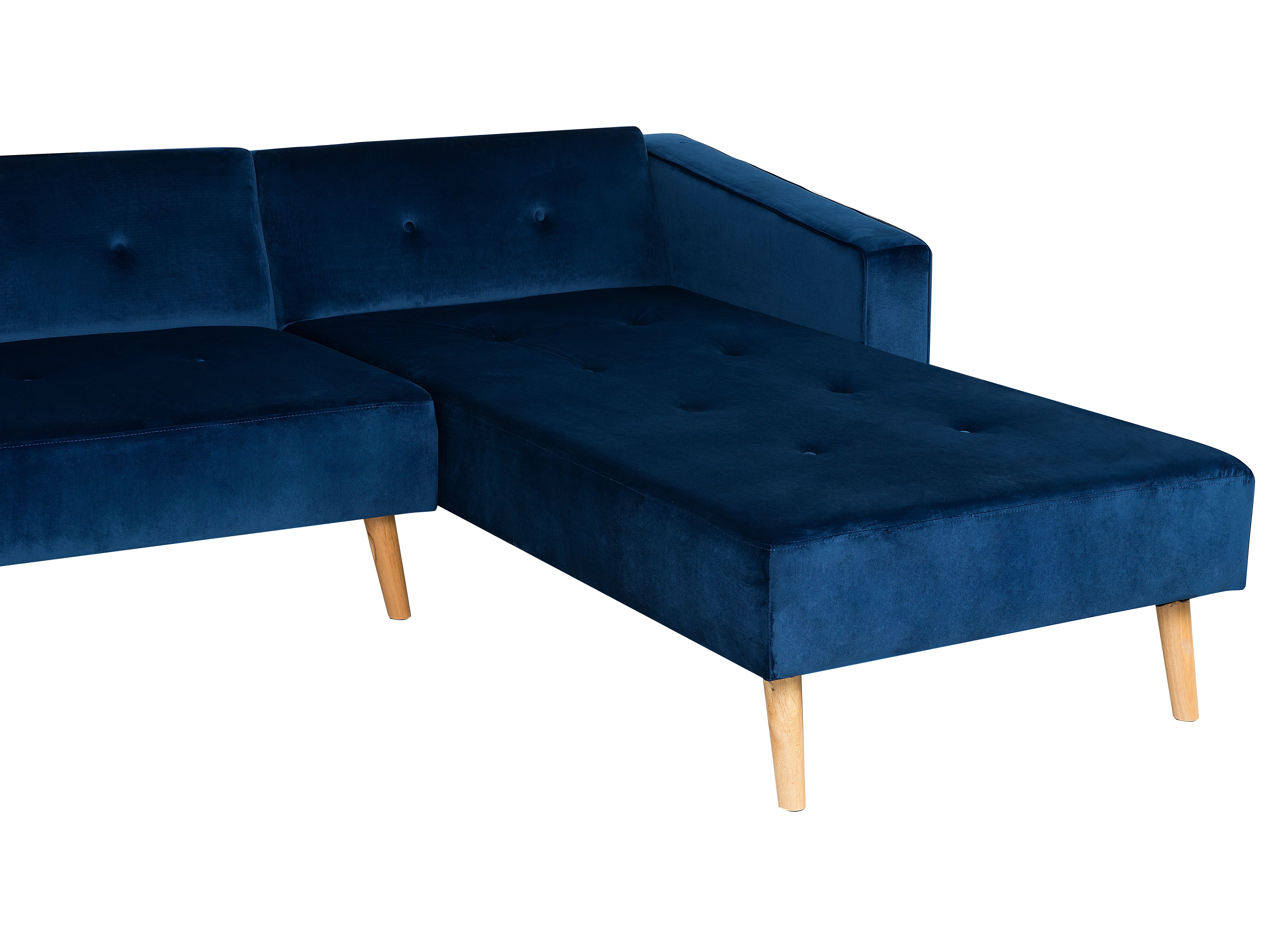 Hoekslaapbank 4-zits VADSO Fluweel Marineblauw linkszijdig
