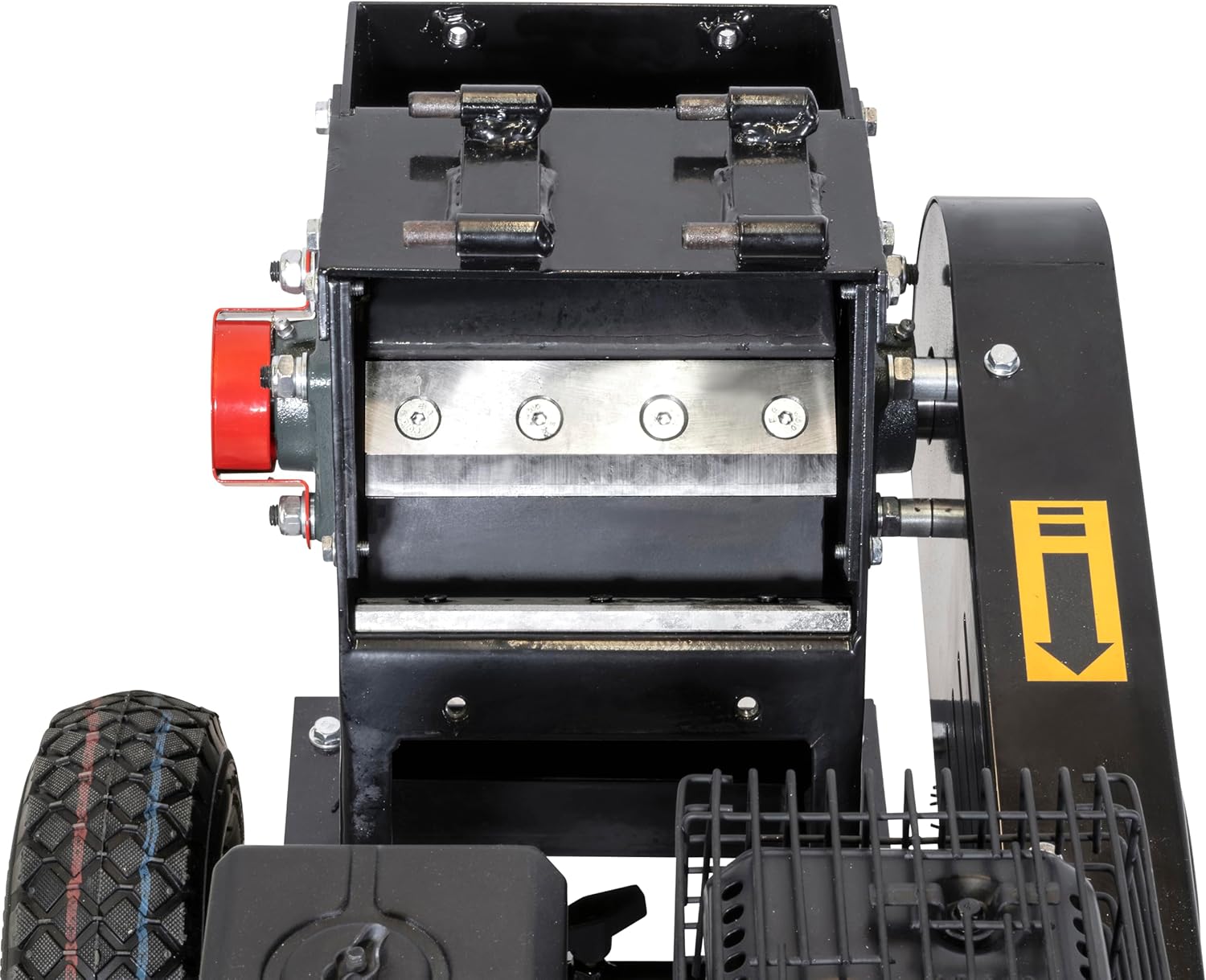 Güde Gartenhäcksler GH 5.6-50 (4-Takt Benzinmotor 4,1/5,6 (kW/PS), max. 3600 1/min, Hubraum 212 cm³, Leichtstart, max. 50 mm Aststärke, Spritzschutz, Notausschalter, luftbereifte Räder)