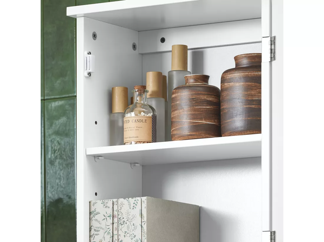 SoBuy BZR25-W Meuble Haut Armoire Suspendue de Toilettes Placard Mural avec Porte pour Salle de Bain Armoire à Pharmacie avec étagères